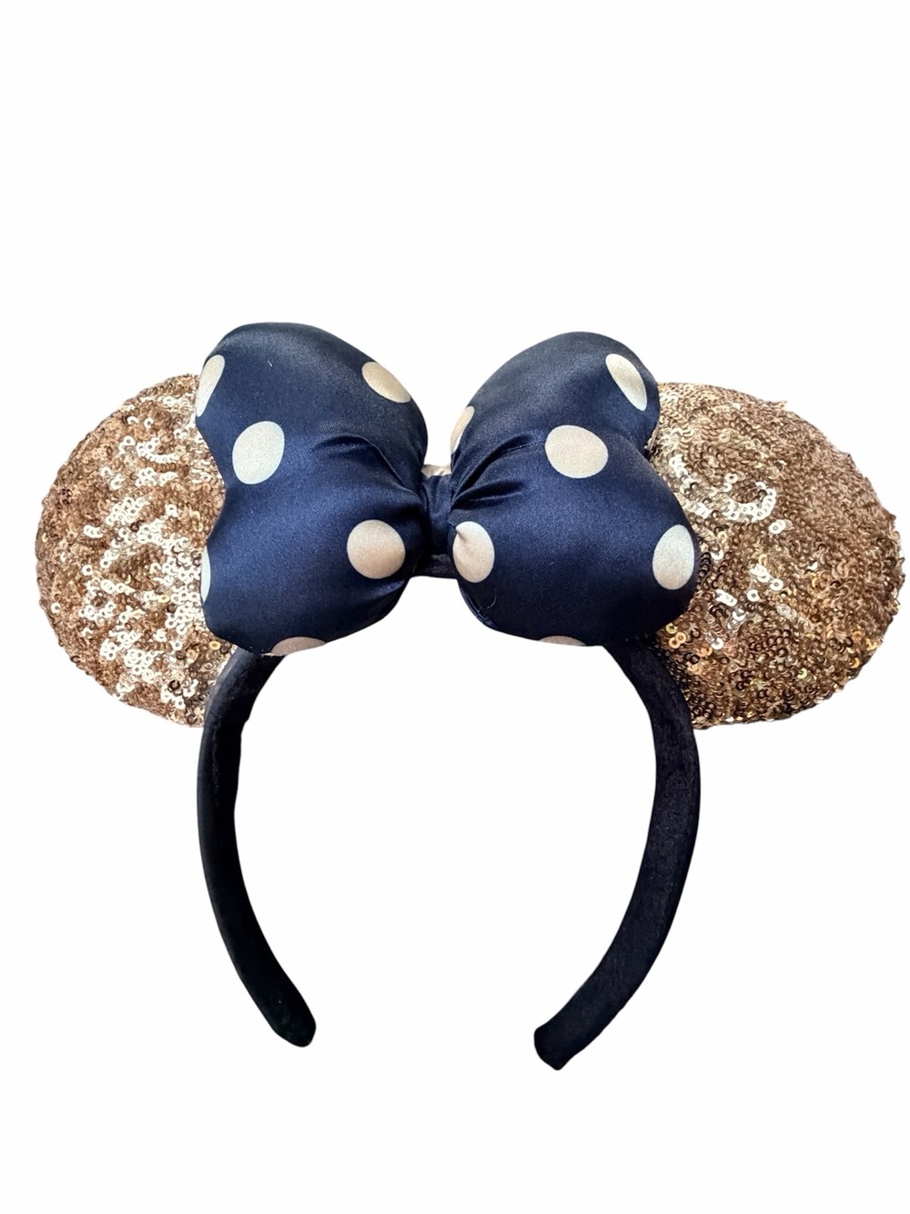 DISNEY Parks Minnie Sequin Ear Headband Gold Polka Dot Bow Tokyo Disneyland O/S